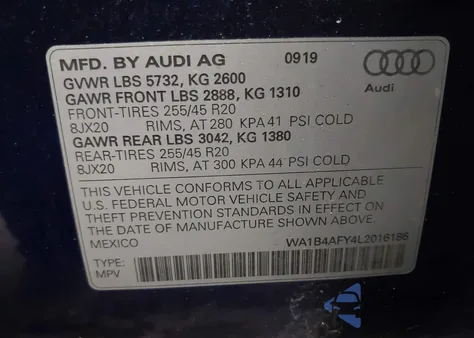 2020 Audi Sq5 Premium Plus Tfsi Quattro Tiptronic from USA, damaged, VIN WA1B4AFY4L2016186